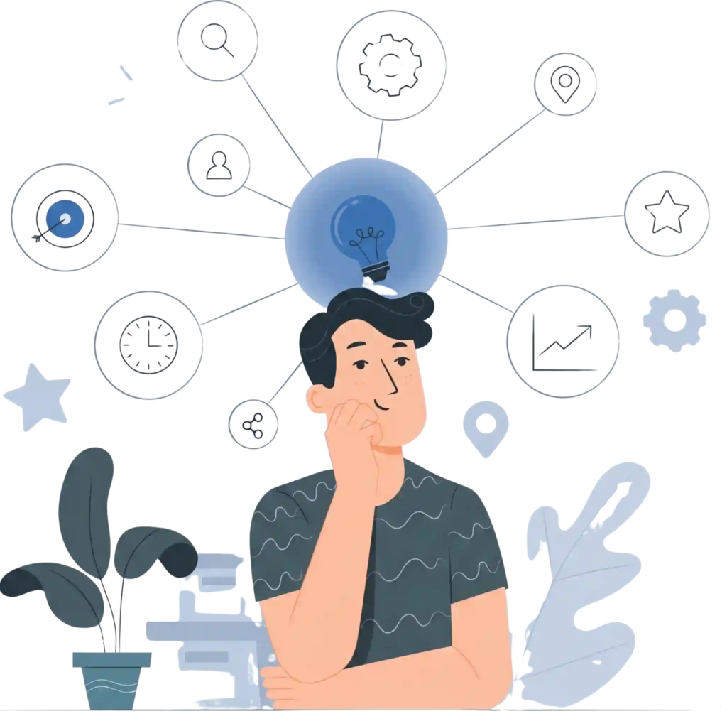 Bonhomme-blog-nexxis Bonhomme qui réfléchit à plusieurs idées et conseils